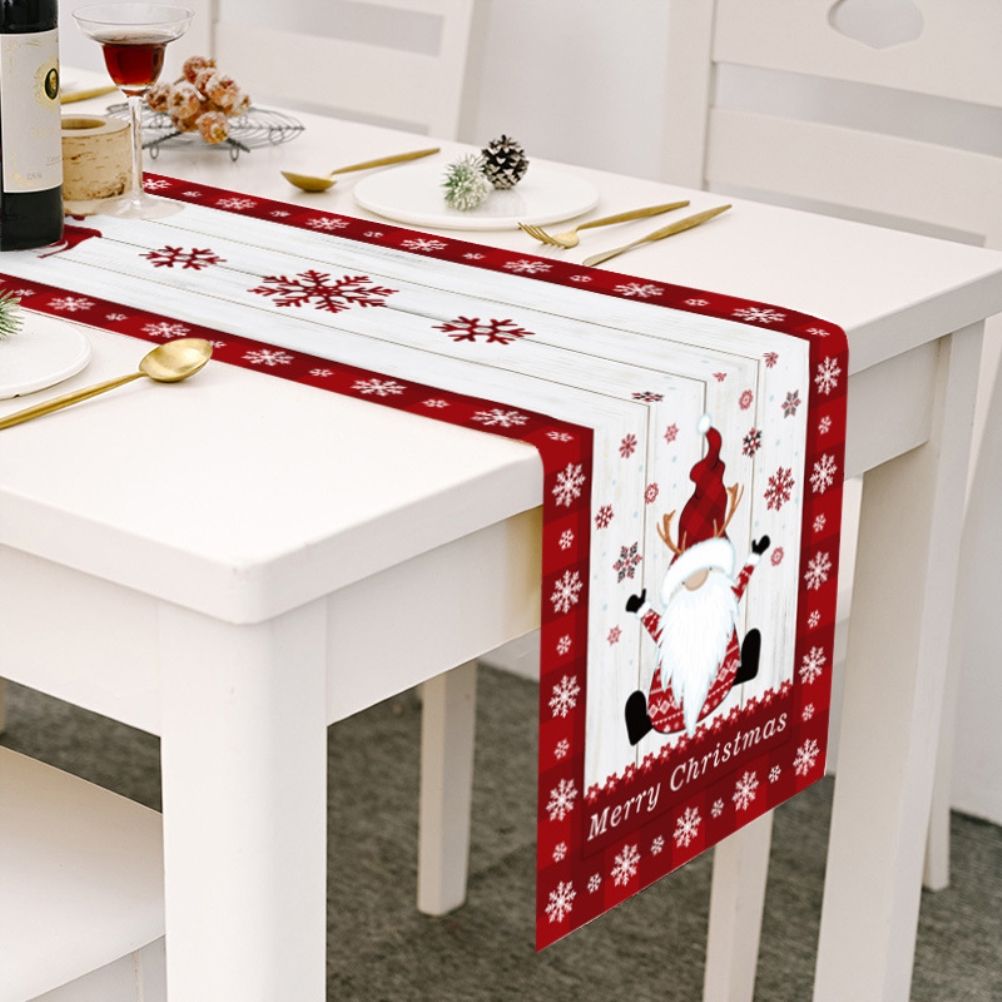 Christmas Gnome Table Runner Dwarf Striped Cotton and Linen Tablecloth Christmas Decoration for Dining Table and Coffee Table - Image 7