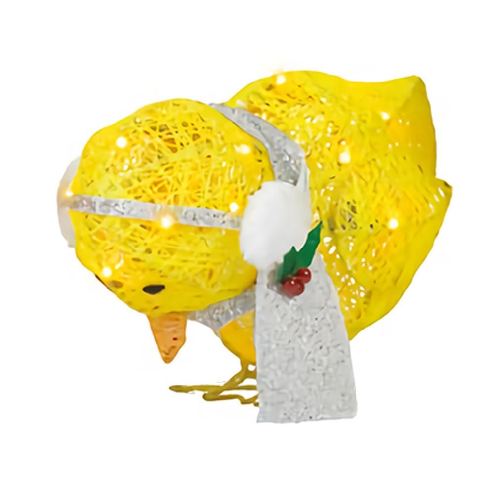 Chick with Scarf Decor Lights Yellow Chick Flat Garden Sculpture Chick Ornaments for Lawn Yard Christmas Holiday Decorations - Image 1