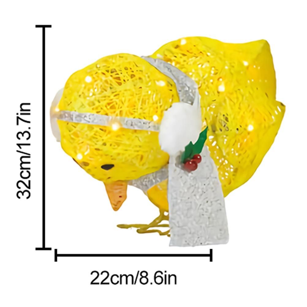 Chick with Scarf Decor Lights Yellow Chick Flat Garden Sculpture Chick Ornaments for Lawn Yard Christmas Holiday Decorations - Image 2