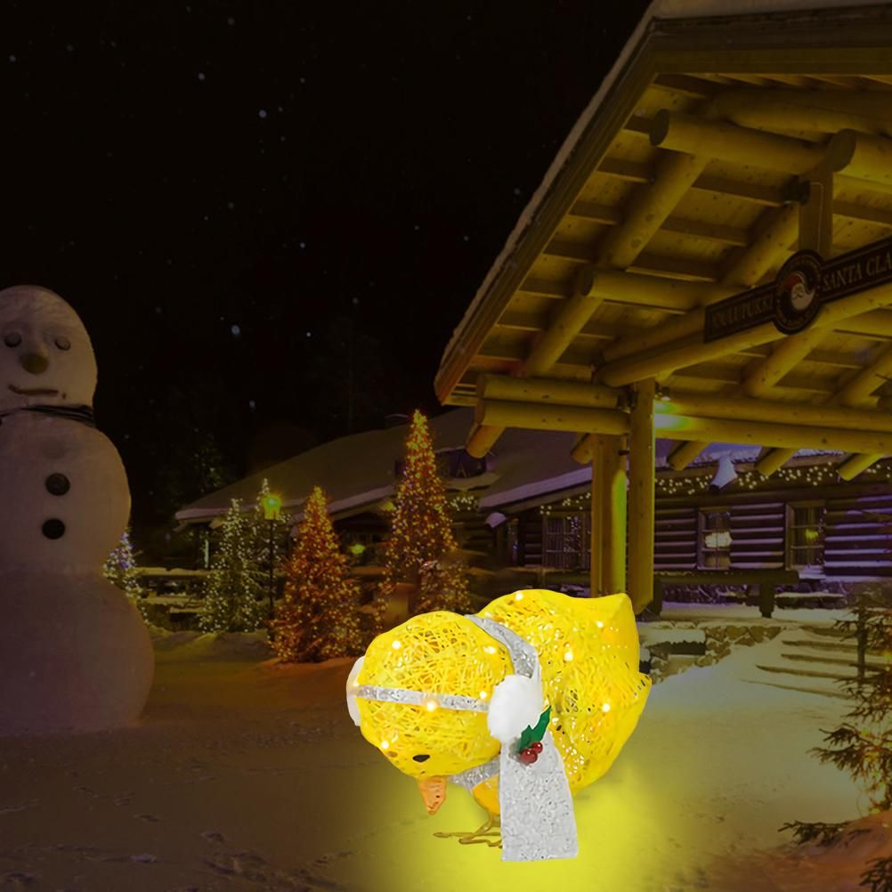 Chick with Scarf Decor Lights Yellow Chick Flat Garden Sculpture Chick Ornaments for Lawn Yard Christmas Holiday Decorations - Image 6