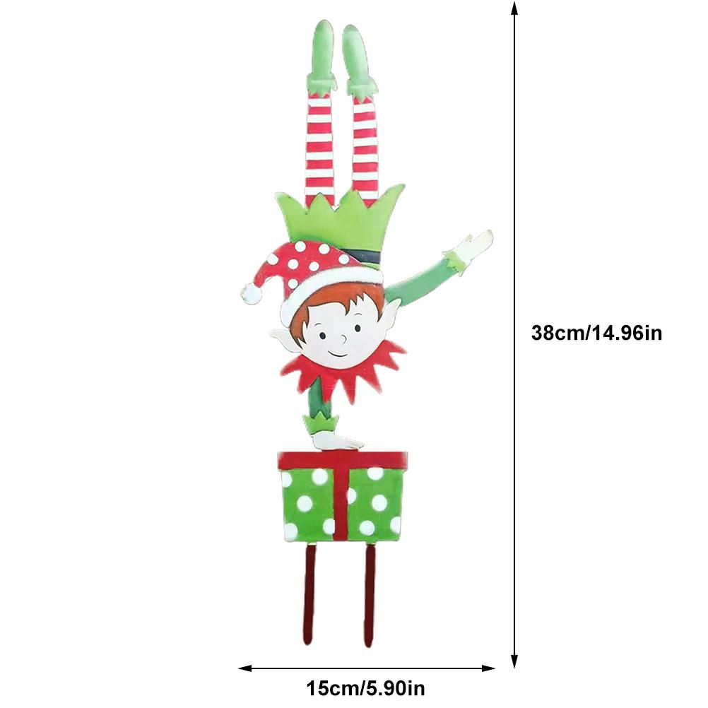 Christmas Elf Garden Stake Christmas Metal Gnome Yard Stake Wrought Iron Elf Ornament Yard Signs Decor Outdoor Holiday Decoration - Image 2