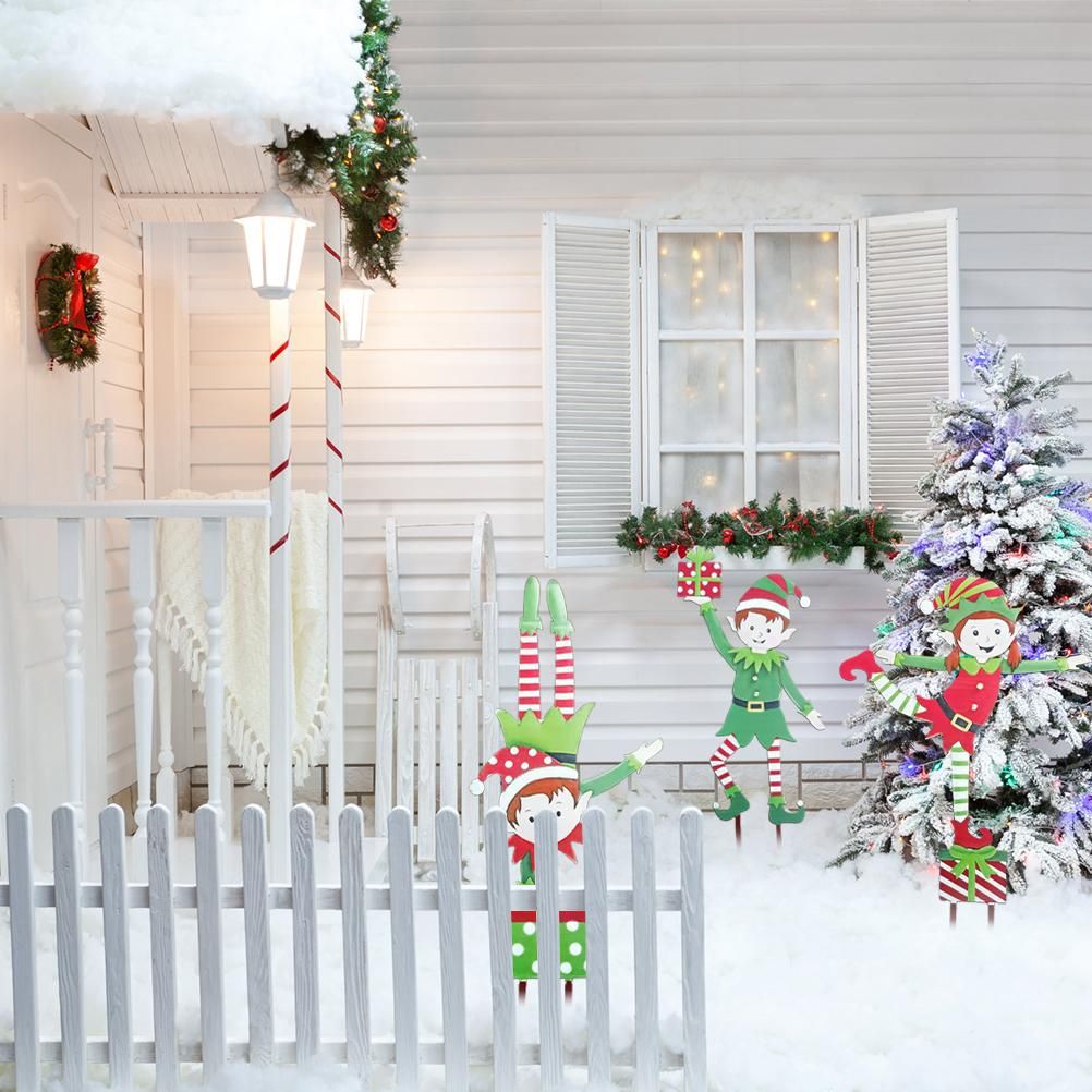 Christmas Elf Garden Stake Christmas Metal Gnome Yard Stake Wrought Iron Elf Ornament Yard Signs Decor Outdoor Holiday Decoration - Image 8