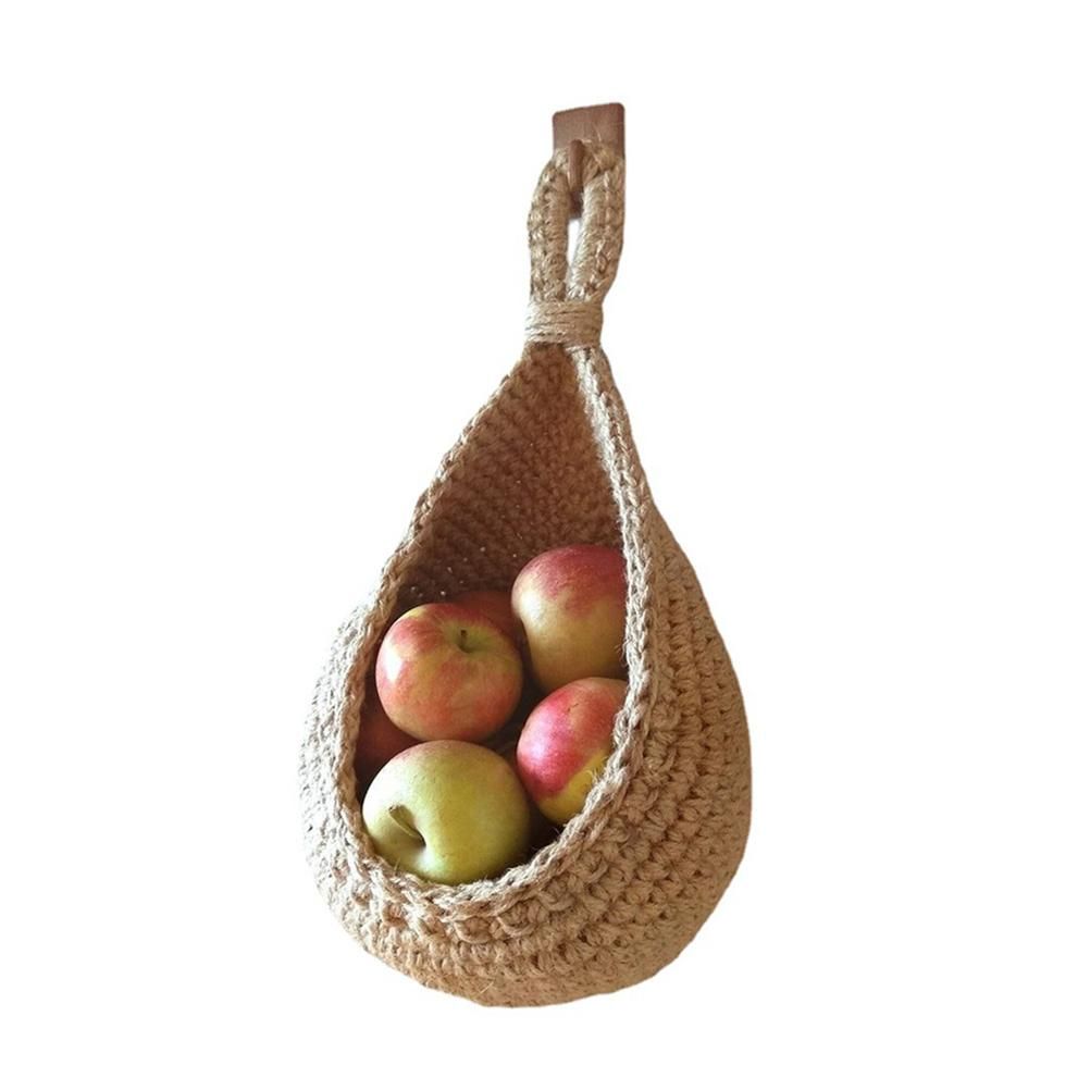 Hanging Wall Vegetable Fruit Basket Kitchen Hanging Storage Farm House Basket Bohemian Handwoven Wall Mount Fruit Veggie Basket - Image 3