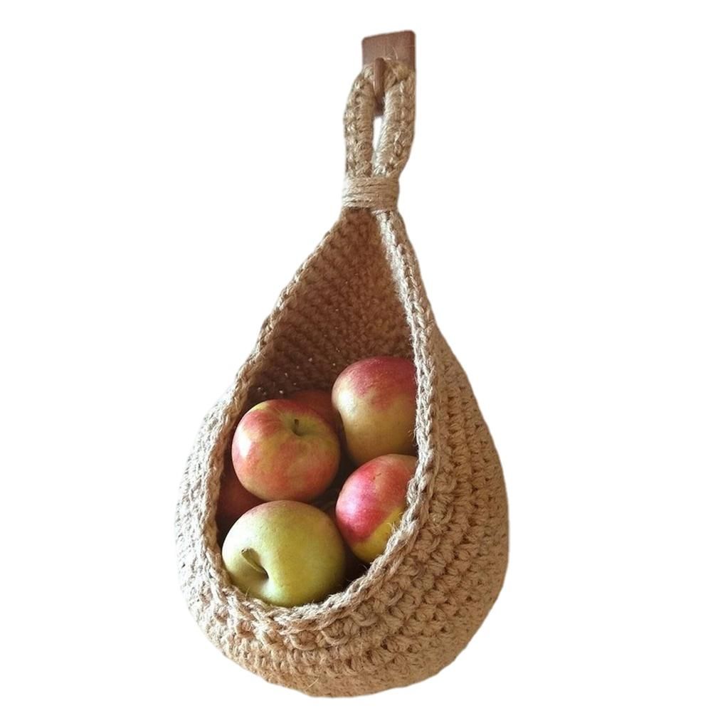 Hanging Wall Vegetable Fruit Basket Kitchen Hanging Storage Farm House Basket Bohemian Handwoven Wall Mount Fruit Veggie Basket - Image 1