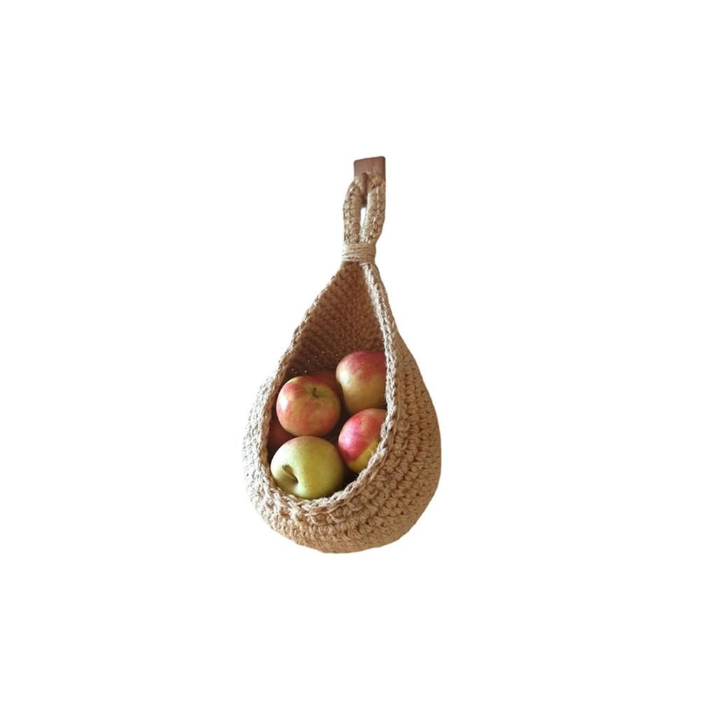 Hanging Wall Vegetable Fruit Basket Kitchen Hanging Storage Farm House Basket Bohemian Handwoven Wall Mount Fruit Veggie Basket - Image 3