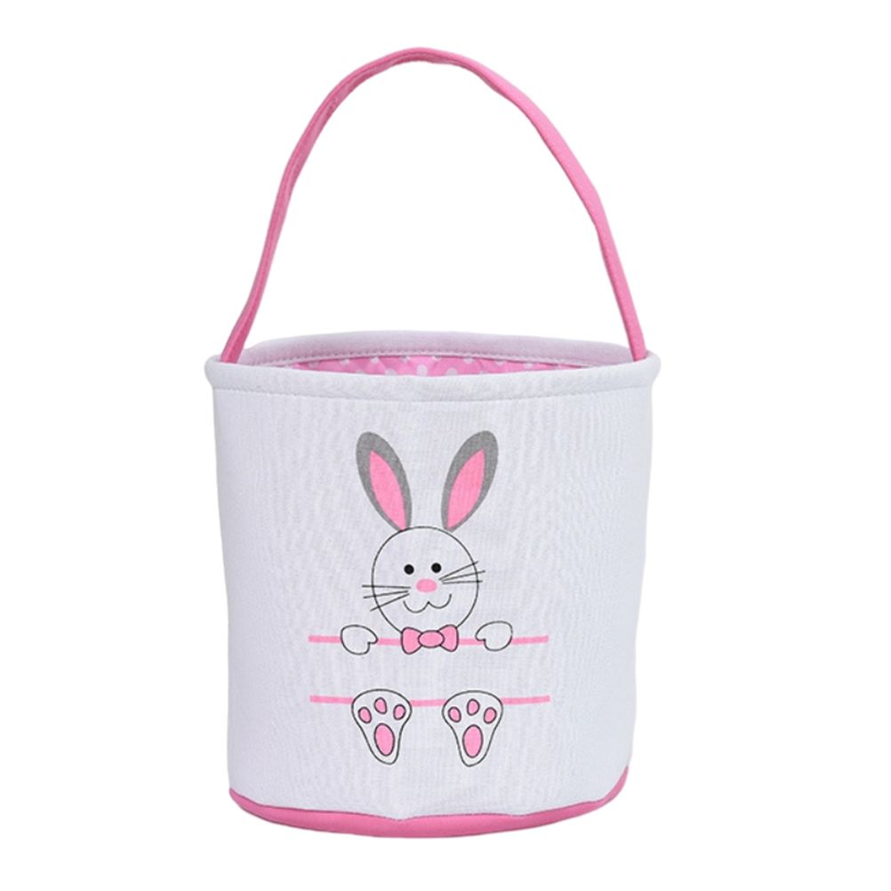 Cute Easter Bunny Canvas Basket Kids Easter Storage Gift and Egg Rabbit Basket for Children Party Decoration - Image 1