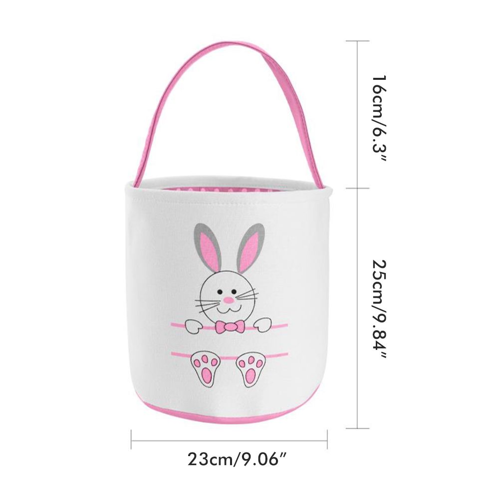 Cute Easter Bunny Canvas Basket Kids Easter Storage Gift and Egg Rabbit Basket for Children Party Decoration - Image 2