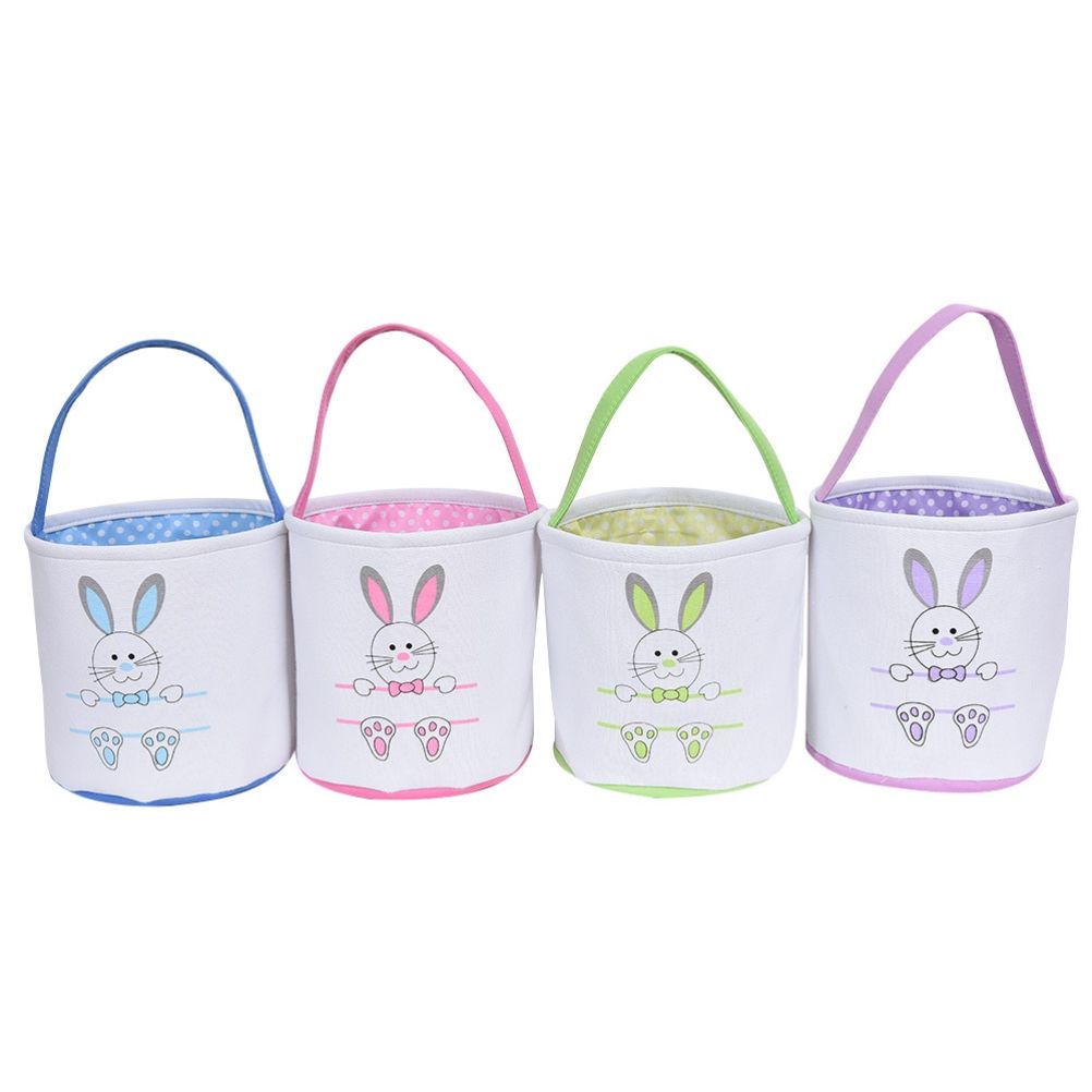 Cute Easter Bunny Canvas Basket Kids Easter Storage Gift and Egg Rabbit Basket for Children Party Decoration - Image 8