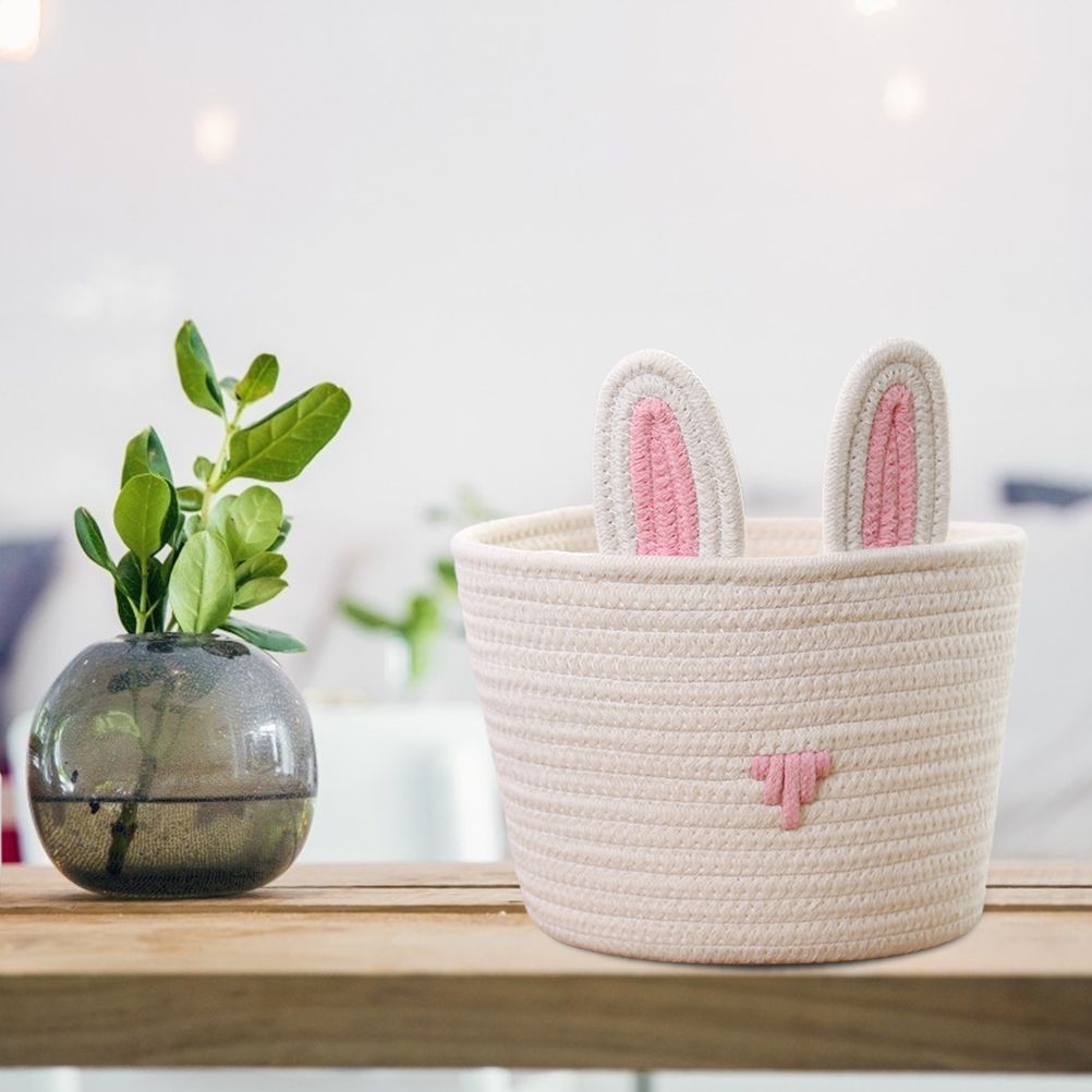 Cute Rabbit Basket Easter Bunny Ear Storage Bag Portable Candy Bag for Storing Cosmetics and Snacks - Image 5