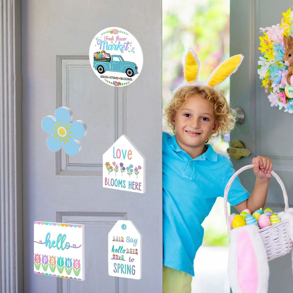 Easter Tiered Tray Decor Farmhouse Mini Wood Spring Signs Decorations for Home Desk Ornament - Image 3