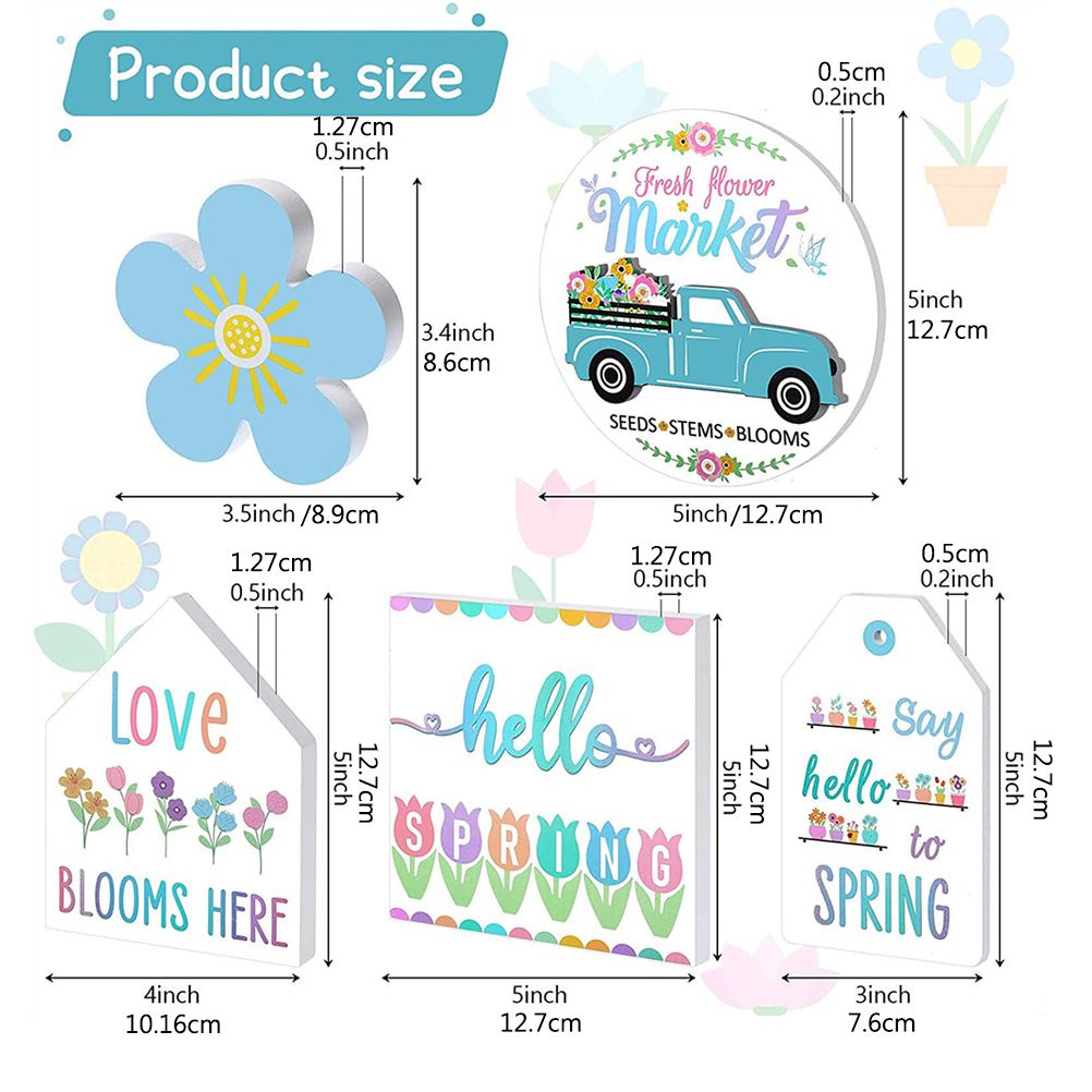Easter Tiered Tray Decor Farmhouse Mini Wood Spring Signs Decorations for Home Desk Ornament - Image 4