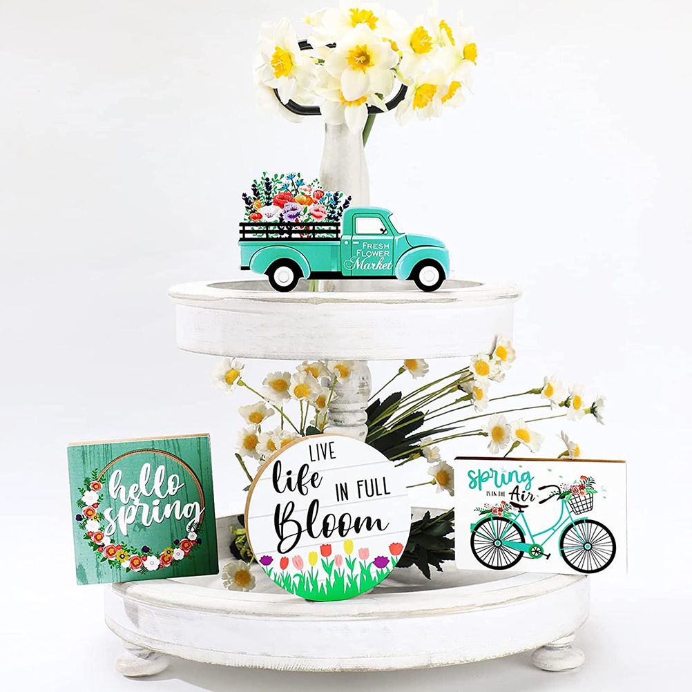 Easter Tiered Tray Decor Farmhouse Mini Wood Spring Signs Decorations for Home Desk Ornament - Image 6