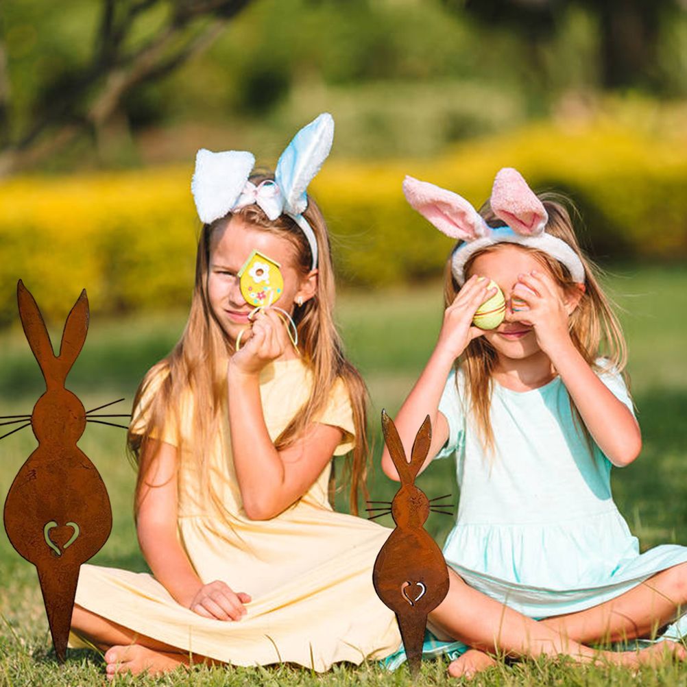 Easter Iron Bunny Adornments Easter Crafts Decorations for Lawn Garden Ornament - Image 8