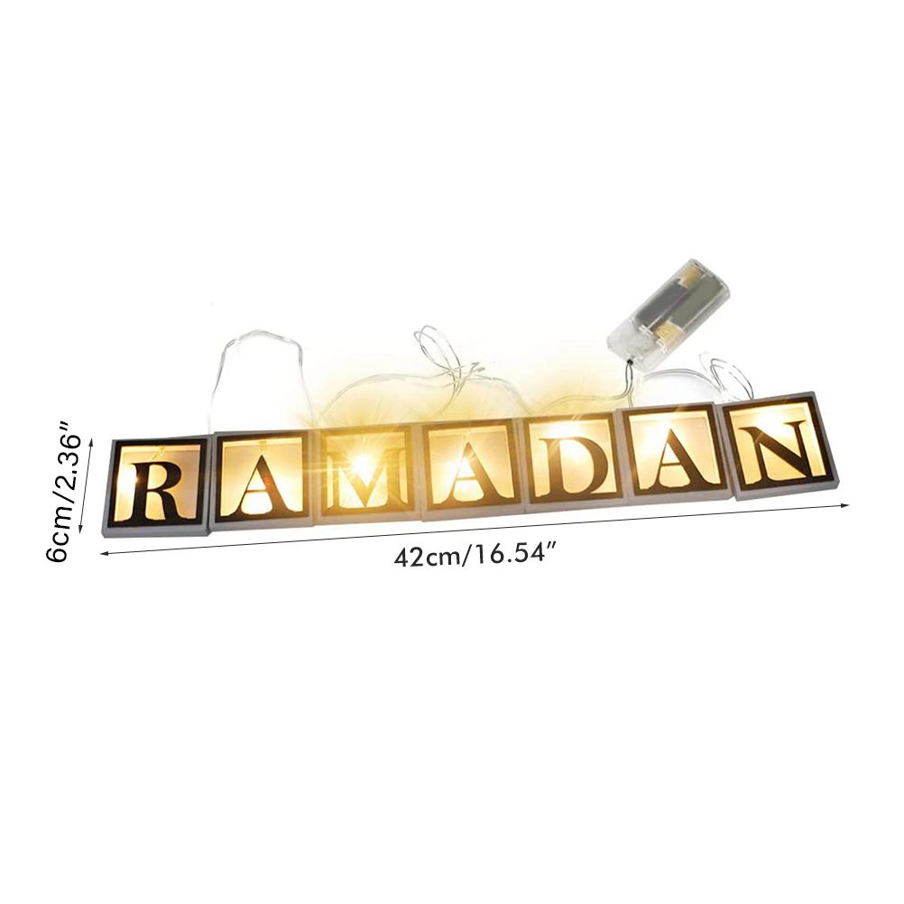 Ramadan LED String Light Decoration Wooden Hollow Letters Pendant for Ramadan Eid Mubarak Home Decor - Image 2
