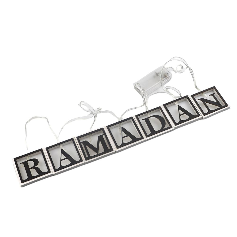 Ramadan LED String Light Decoration Wooden Hollow Letters Pendant for Ramadan Eid Mubarak Home Decor - Image 3