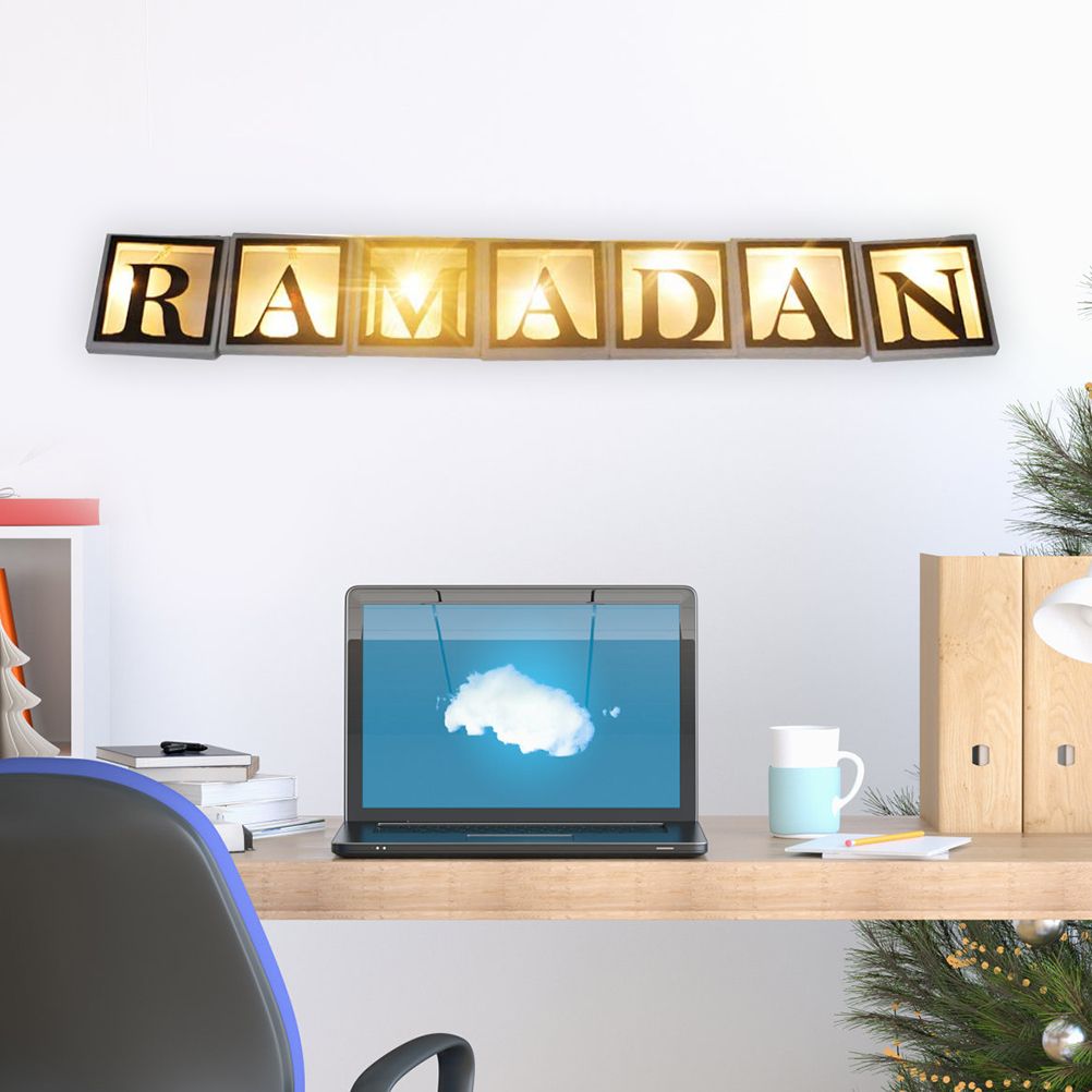 Ramadan LED String Light Decoration Wooden Hollow Letters Pendant for Ramadan Eid Mubarak Home Decor - Image 5