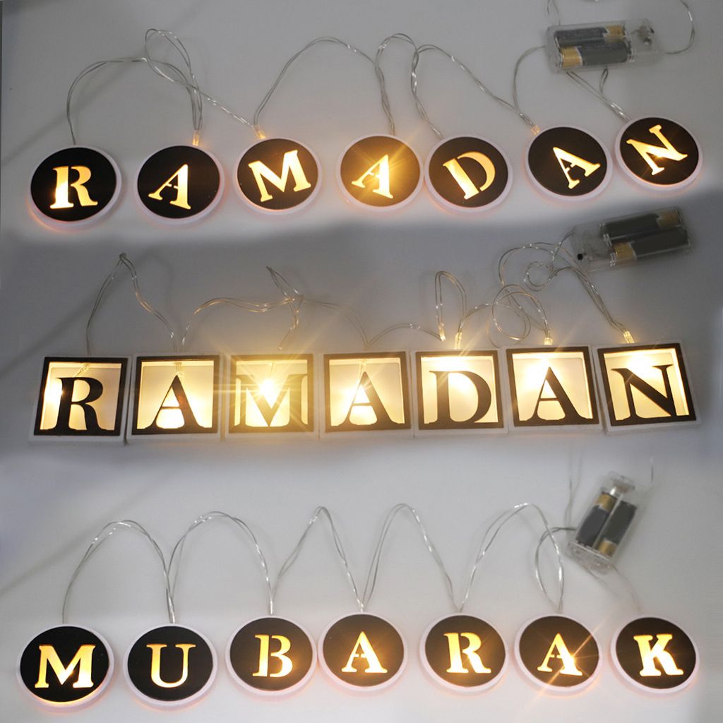 Ramadan LED String Light Decoration Wooden Hollow Letters Pendant for Ramadan Eid Mubarak Home Decor - Image 7