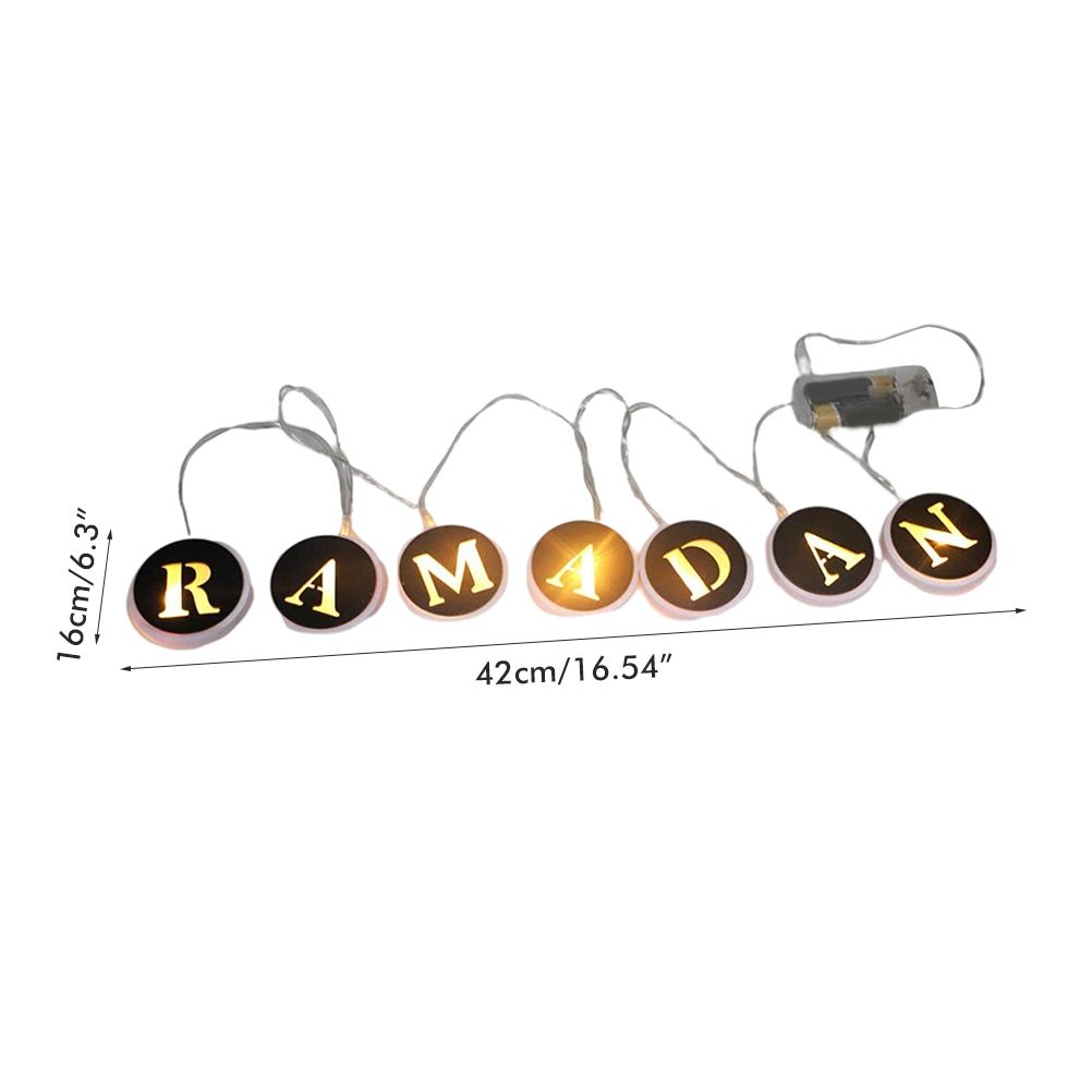 Ramadan LED String Light Decoration Wooden Hollow Letters Pendant for Ramadan Eid Mubarak Home Decor - Image 2