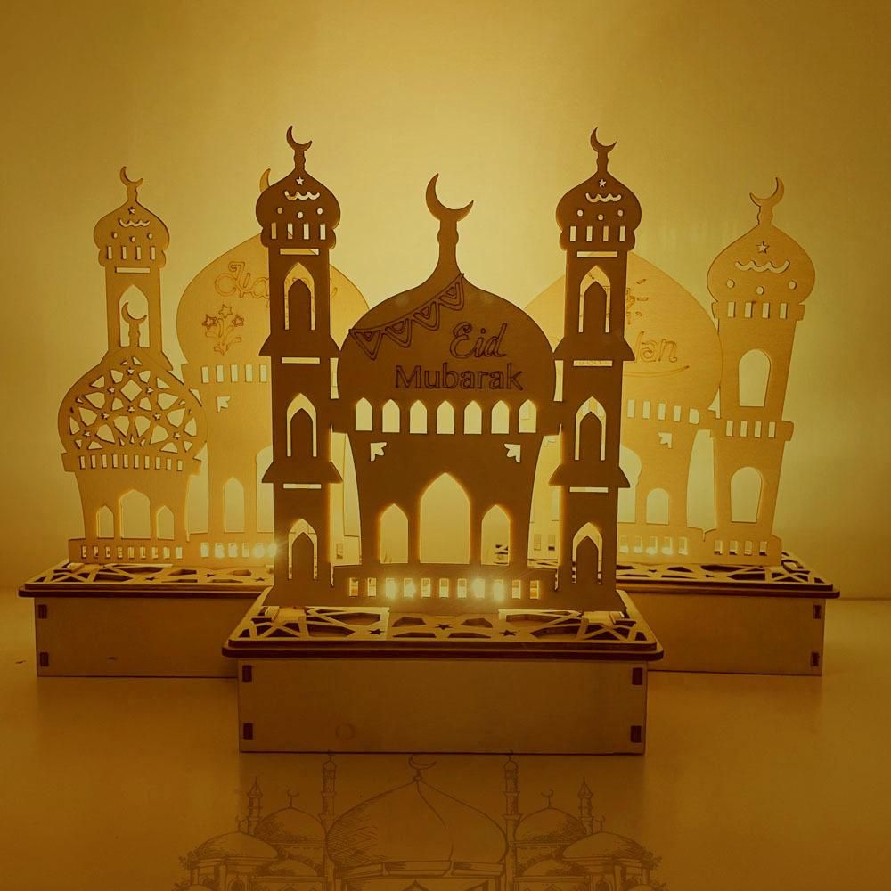 Wooden LED Lamp Ramadan Decoration Portable Eid Ramadan LED Night Light Table Ornament Ideal for Eid Ramadan Decoration - Image 5