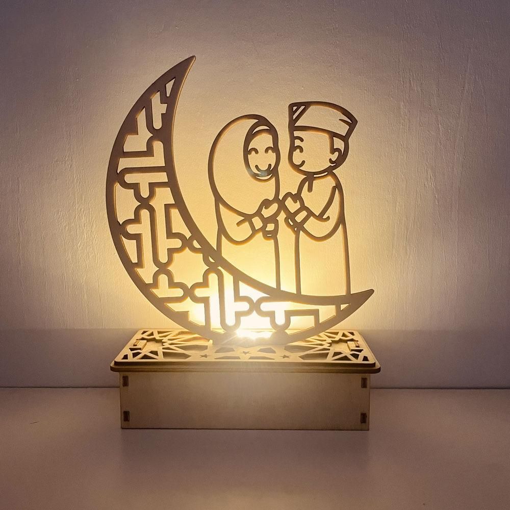 Wooden LED Lamp Ramadan Decoration Portable Eid Ramadan LED Night Light Table Ornament Ideal for Eid Ramadan Decoration - Image 7