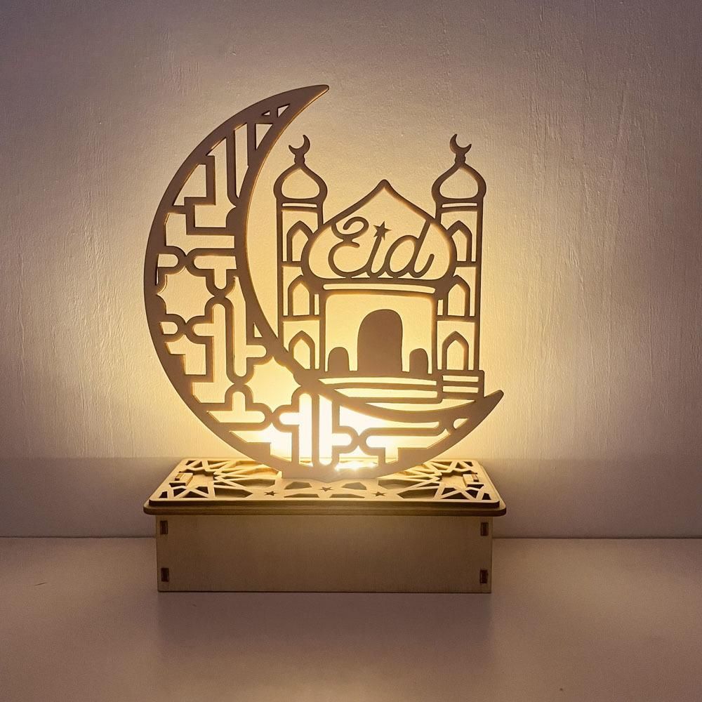 Wooden LED Lamp Ramadan Decoration Portable Eid Ramadan LED Night Light Table Ornament Ideal for Eid Ramadan Decoration - Image 7