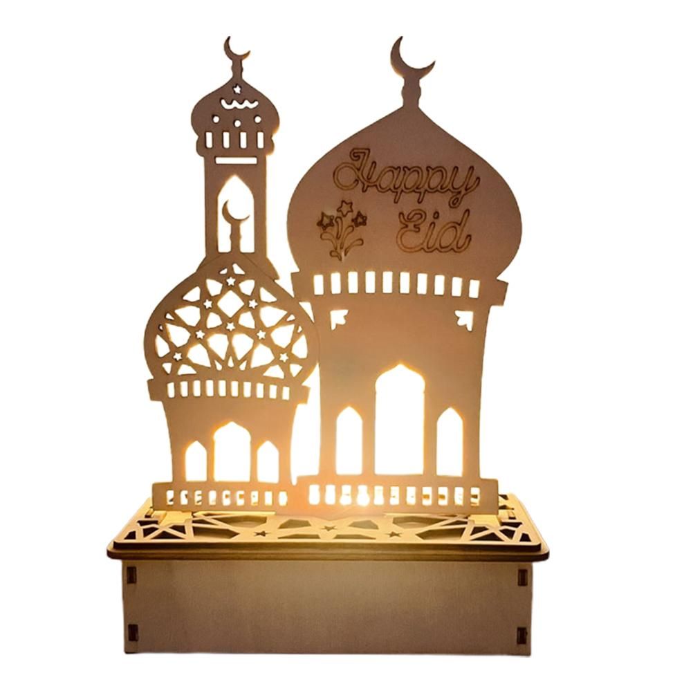 Wooden LED Lamp Ramadan Decoration Portable Eid Ramadan LED Night Light Table Ornament Ideal for Eid Ramadan Decoration - Image 1