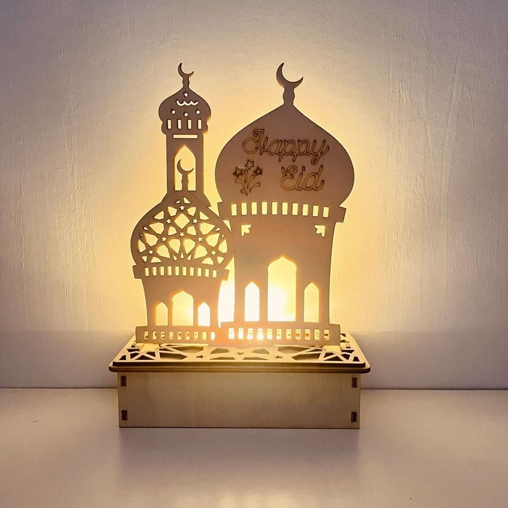 Wooden LED Lamp Ramadan Decoration Portable Eid Ramadan LED Night Light Table Ornament Ideal for Eid Ramadan Decoration - Image 7