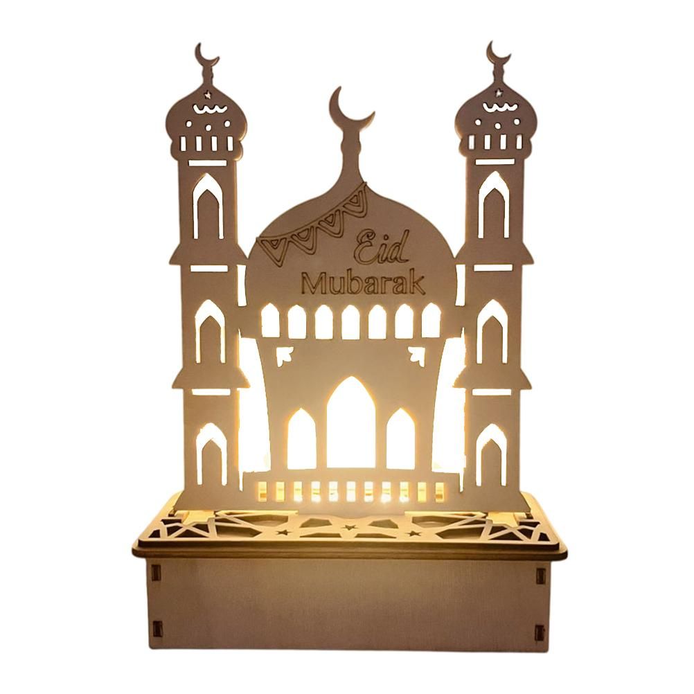 Wooden LED Lamp Ramadan Decoration Portable Eid Ramadan LED Night Light Table Ornament Ideal for Eid Ramadan Decoration - Image 1