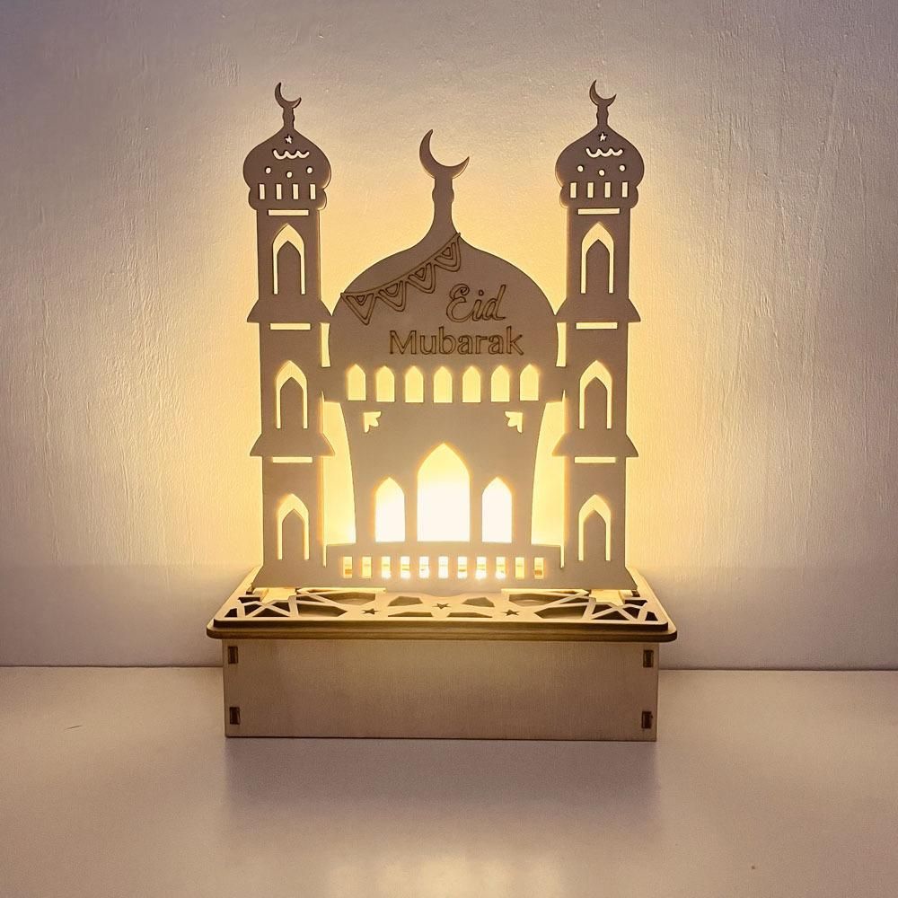 Wooden LED Lamp Ramadan Decoration Portable Eid Ramadan LED Night Light Table Ornament Ideal for Eid Ramadan Decoration - Image 7