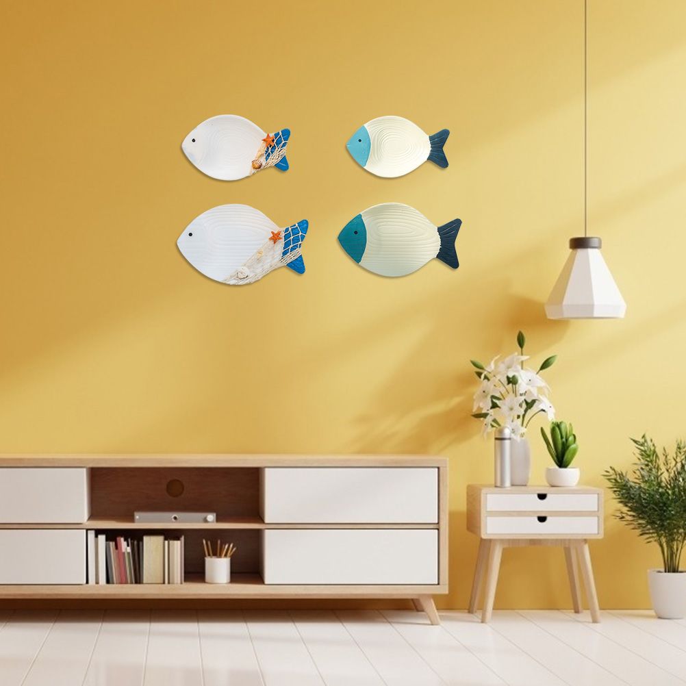 Wood Fish Hanging Ornament Wooden Fish Wall Art Decor for Beach Theme Fish Sculpture - Image 5