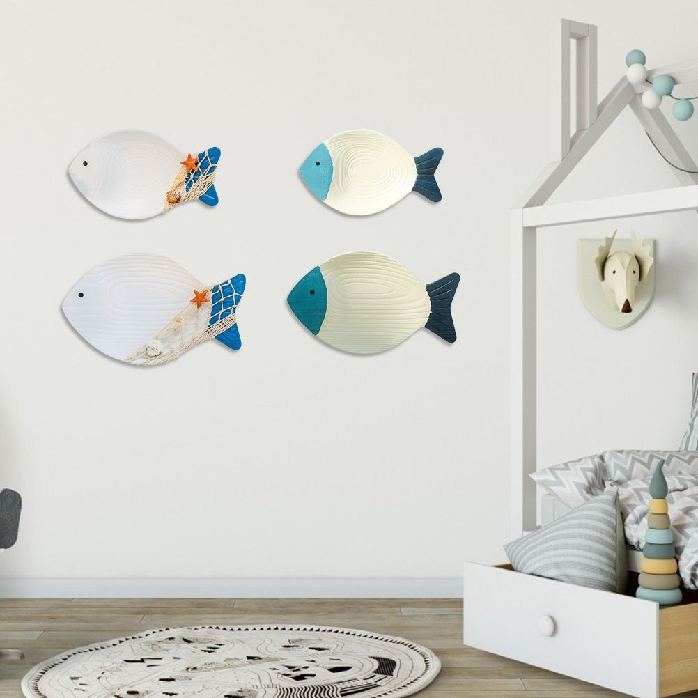 Wood Fish Hanging Ornament Wooden Fish Wall Art Decor for Beach Theme Fish Sculpture - Image 3