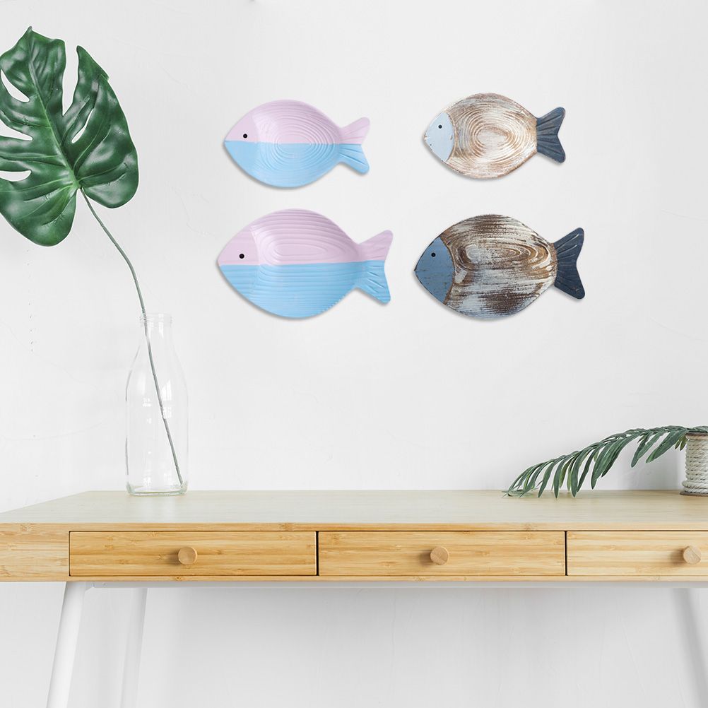 Wood Fish Hanging Ornament Wooden Fish Wall Art Decor for Beach Theme Fish Sculpture - Image 6