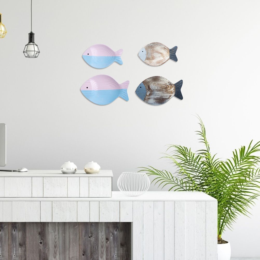 Wood Fish Hanging Ornament Wooden Fish Wall Art Decor for Beach Theme Fish Sculpture - Image 8