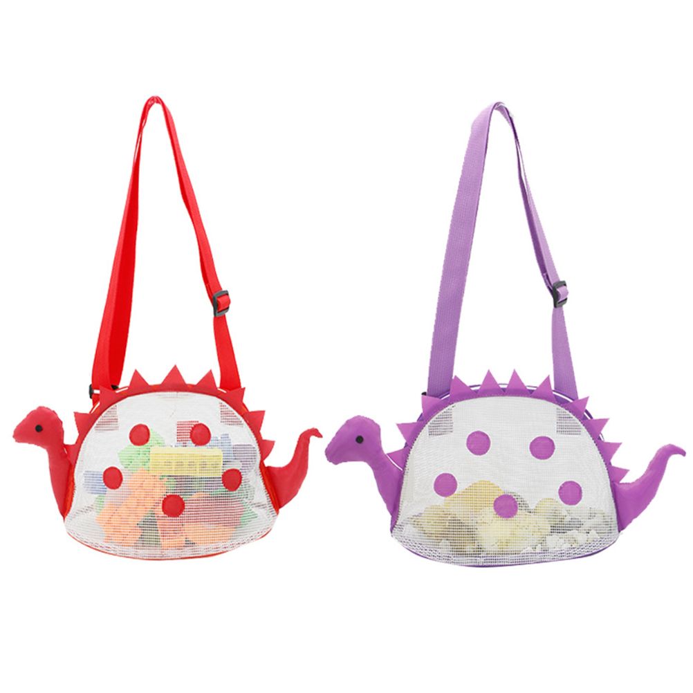 Dinosaur Mesh Beach Bag for Kids Shell Collecting Totes Portable Beach Holding Bag for Boys and Girls - Image 1