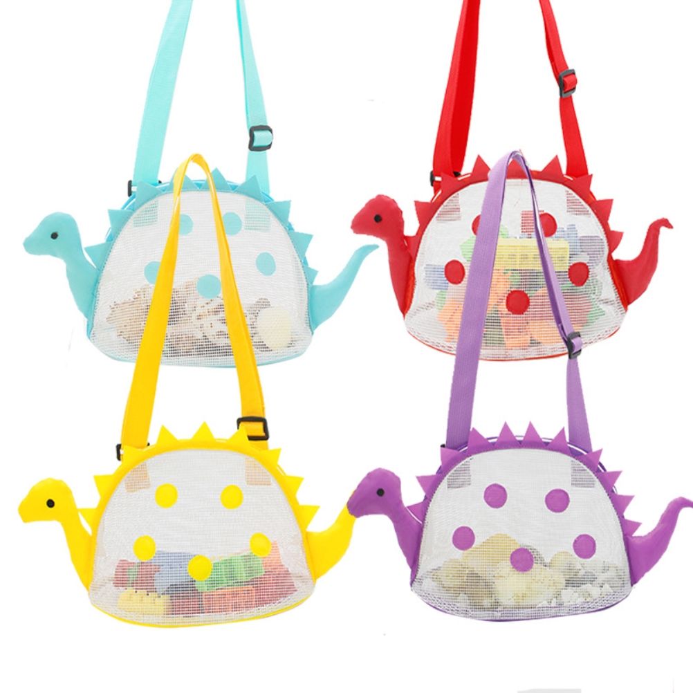 Dinosaur Mesh Beach Bag for Kids Shell Collecting Totes Portable Beach Holding Bag for Boys and Girls - Image 4