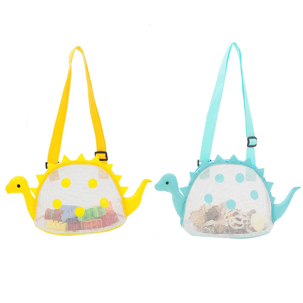 Dinosaur Mesh Beach Bag for Kids Shell Collecting Totes Portable Beach Holding Bag for Boys and Girls - Image 1