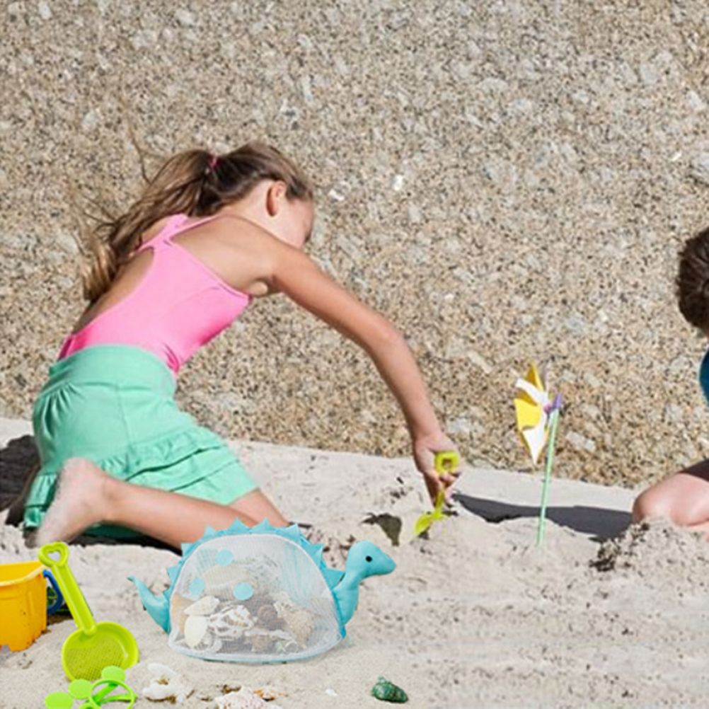 Dinosaur Mesh Beach Bag for Kids Shell Collecting Totes Portable Beach Holding Bag for Boys and Girls - Image 5