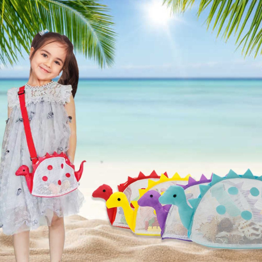 Dinosaur Mesh Beach Bag for Kids Shell Collecting Totes Portable Beach Holding Bag for Boys and Girls - Image 7