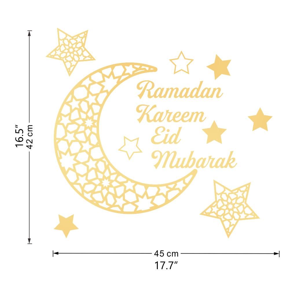 Ramadan Crescent Acrylic Mirror Sticker 3D Self Adhesive Wall Sticker for Doors Windows Closets - Image 2