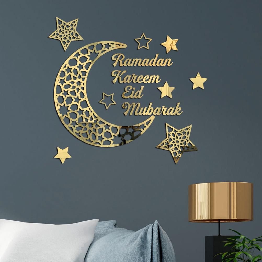 Ramadan Crescent Acrylic Mirror Sticker 3D Self Adhesive Wall Sticker for Doors Windows Closets - Image 3