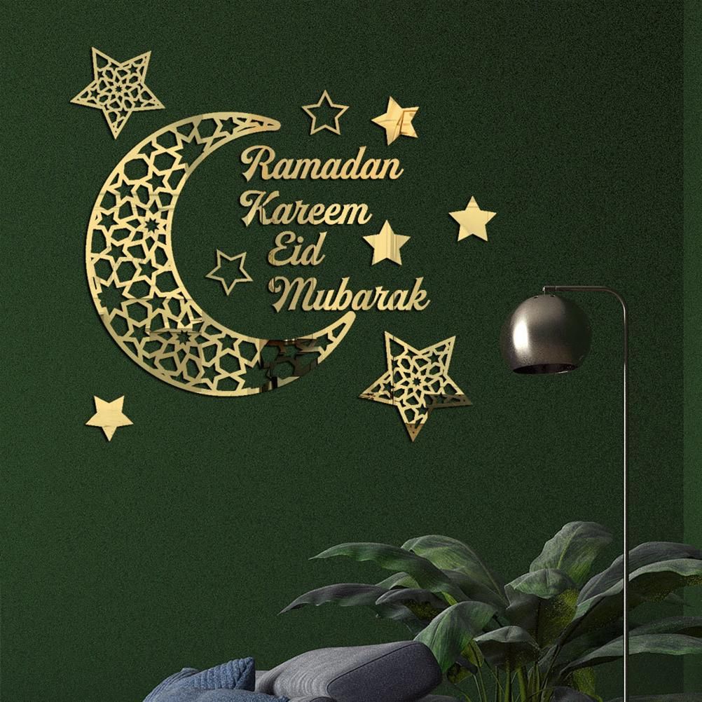 Ramadan Crescent Acrylic Mirror Sticker 3D Self Adhesive Wall Sticker for Doors Windows Closets - Image 6