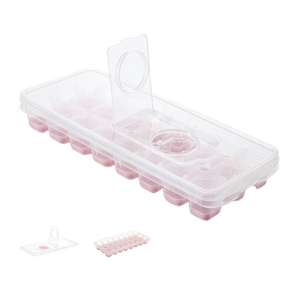 24 Grid Ice Cube Tray with Lid Covered Ice Cube Trays No Spill Ice Cube Cube Box Silicone Ice Cube Maker Tray - Image 1