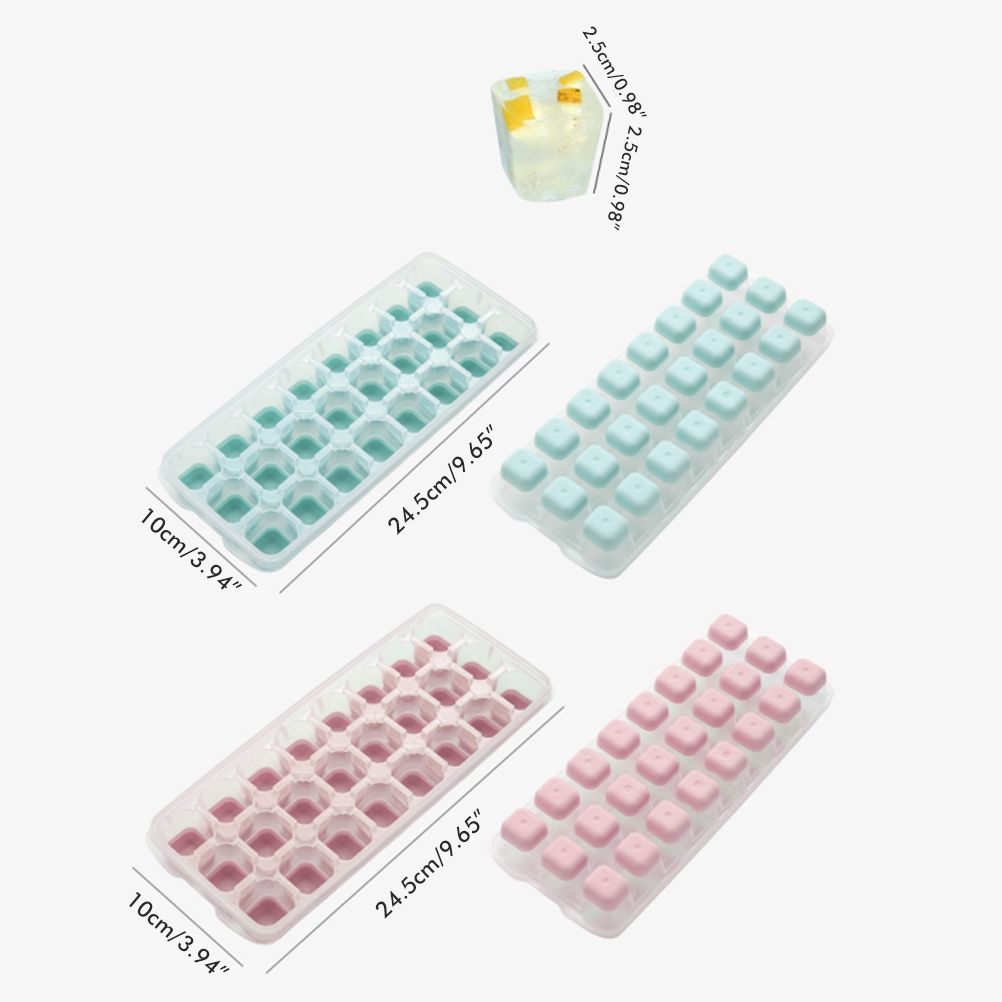 24 Grid Ice Cube Tray with Lid Covered Ice Cube Trays No Spill Ice Cube Cube Box Silicone Ice Cube Maker Tray - Image 2