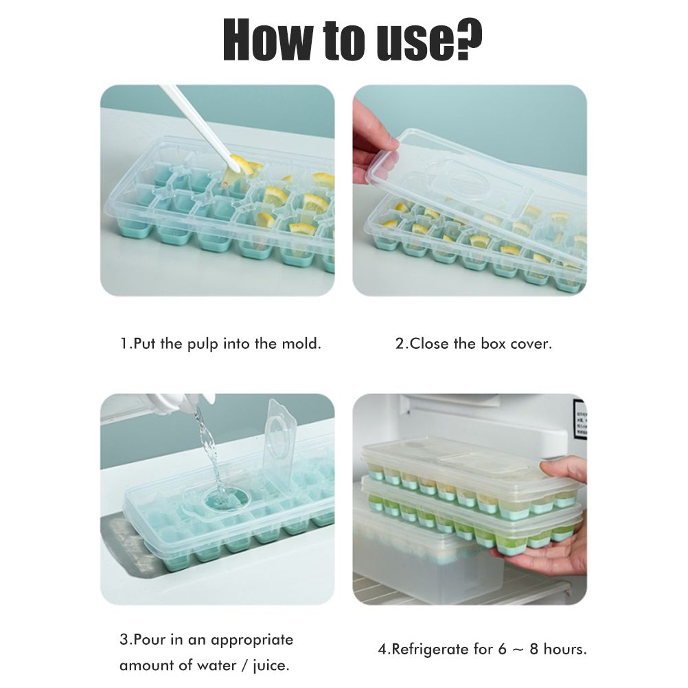 24 Grid Ice Cube Tray with Lid Covered Ice Cube Trays No Spill Ice Cube Cube Box Silicone Ice Cube Maker Tray - Image 4