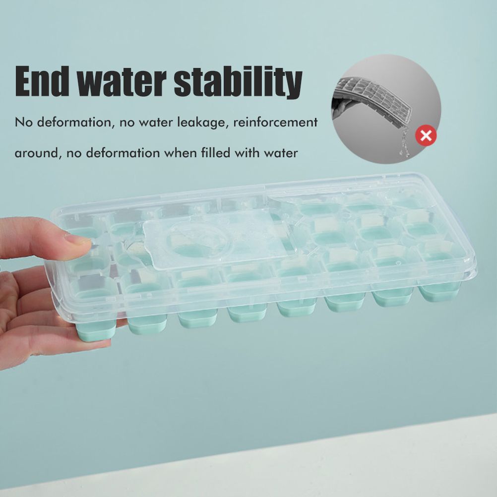 24 Grid Ice Cube Tray with Lid Covered Ice Cube Trays No Spill Ice Cube Cube Box Silicone Ice Cube Maker Tray - Image 7