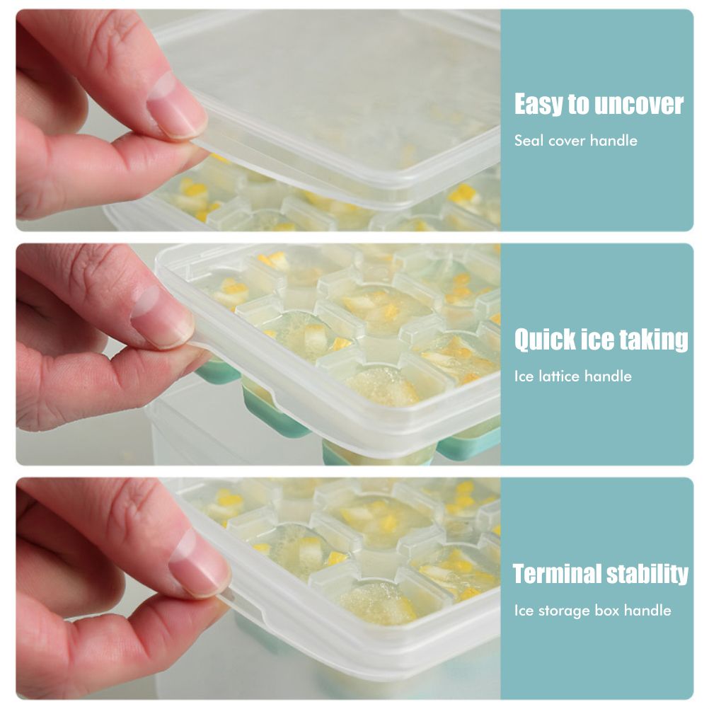 24 Grid Ice Cube Tray with Lid Covered Ice Cube Trays No Spill Ice Cube Cube Box Silicone Ice Cube Maker Tray - Image 8
