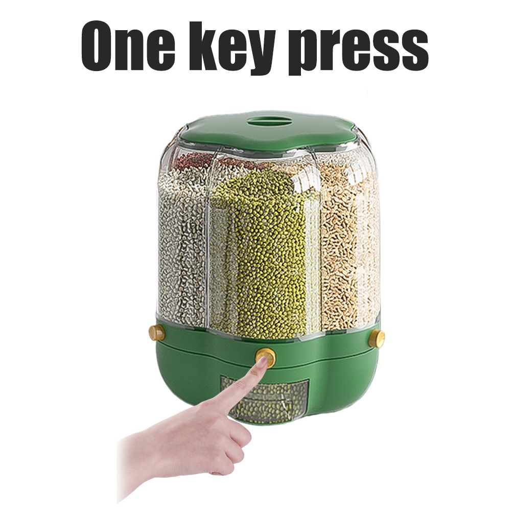 Food Grain Storage Container Large Capacity 9L 6 Grid Rotatable Rice Dispenser Sealed Grain Food Storage Box Kitchen Storage Bucket for Home Kitchen - Image 6