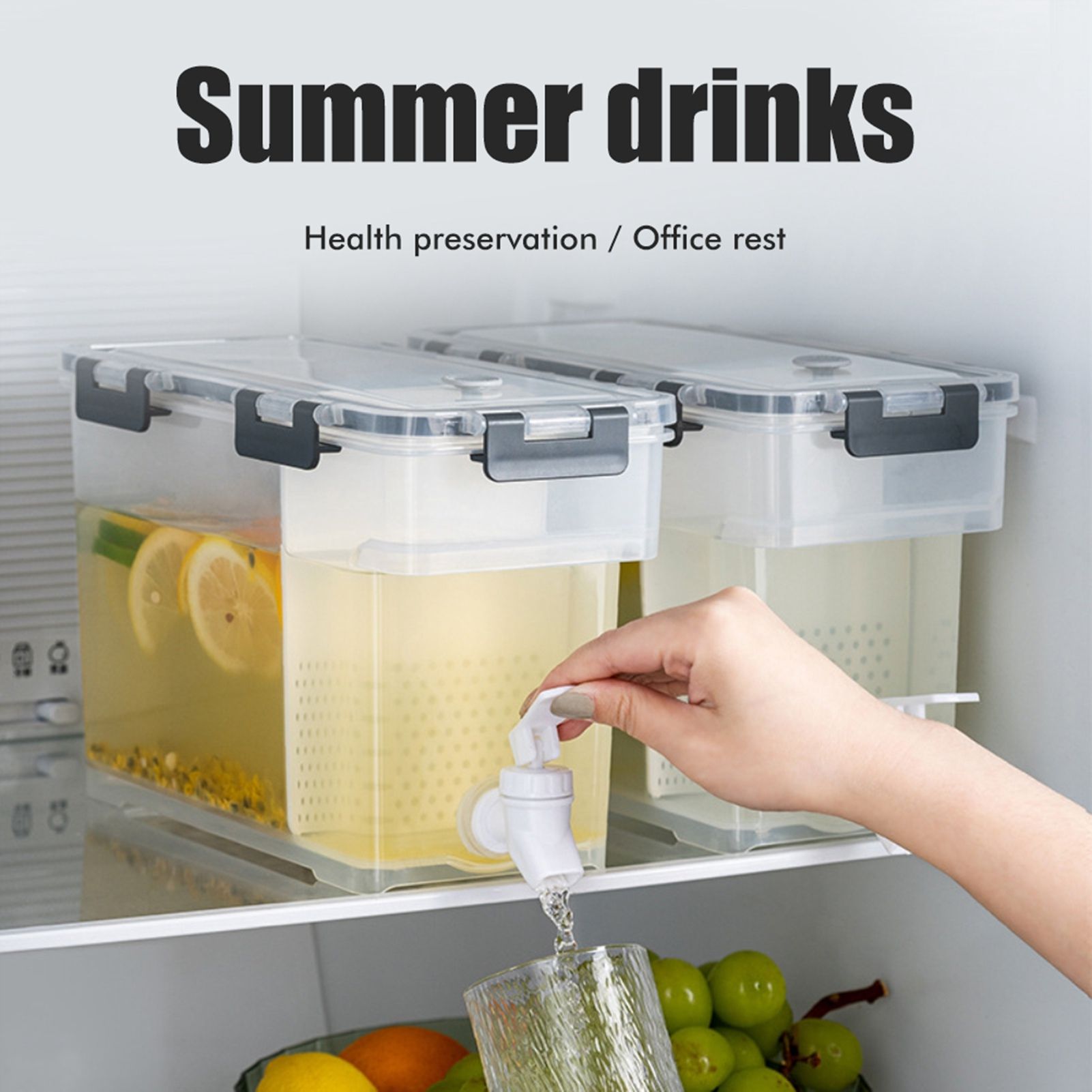 3.5 L Plastic Drink Dispenser Beverage Dispenser with Spigot Iced Juice Dispenser for Fridge Party Daily Use - Image 3