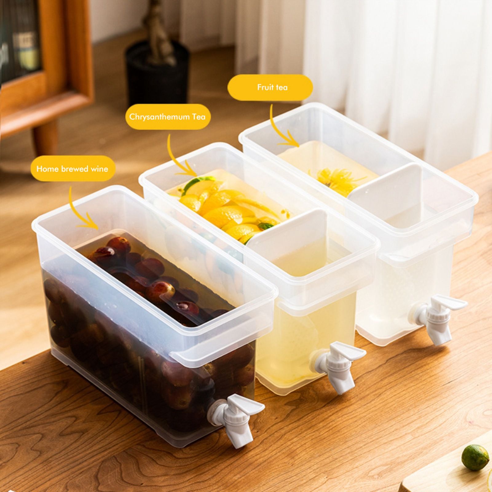 3.5 L Plastic Drink Dispenser Beverage Dispenser with Spigot Iced Juice Dispenser for Fridge Party Daily Use - Image 5