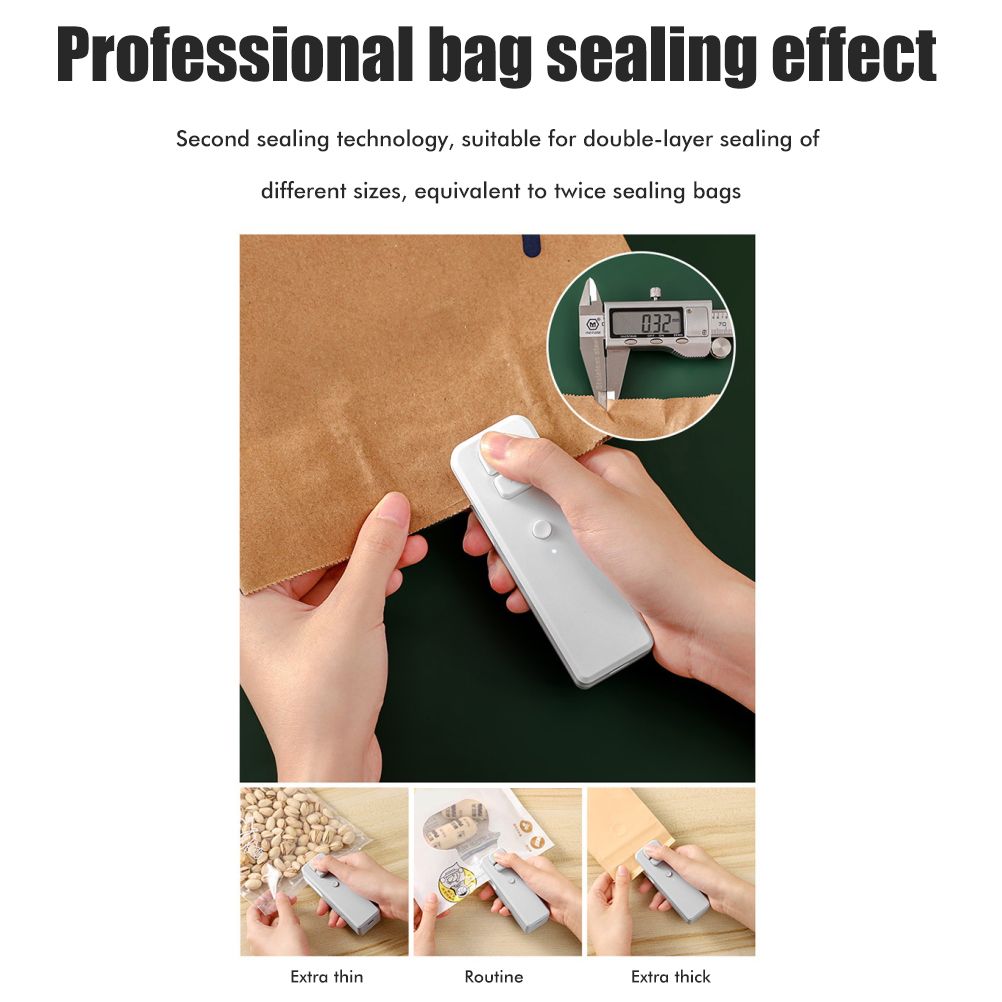Mini Bag Sealer Rechargeable Heat Sealer Food Bag Sealer for Food Storage Portable 2 in 1 Sealer and Cutter for Plastic Bags - Image 3